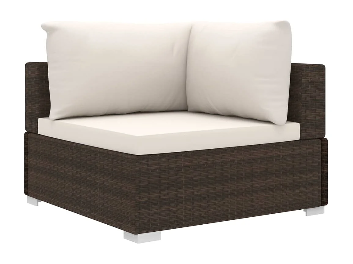 4-tlg. Garten-Sitzgruppe: Sofa + Tisch | Garten-Lounge-Set mit Auflagen Poly Rattan Braun -GKD536146