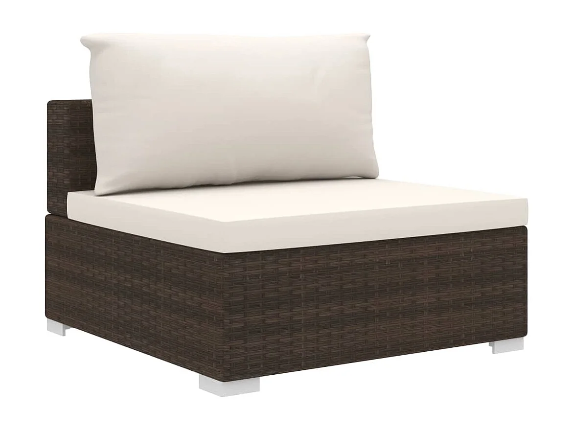 4-tlg. Garten-Sitzgruppe: Sofa + Tisch | Garten-Lounge-Set mit Auflagen Poly Rattan Braun -GKD536146