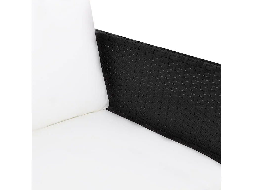 3 pcs conjunto lounge para jardim c/ almofadões vime PE preto PT28790