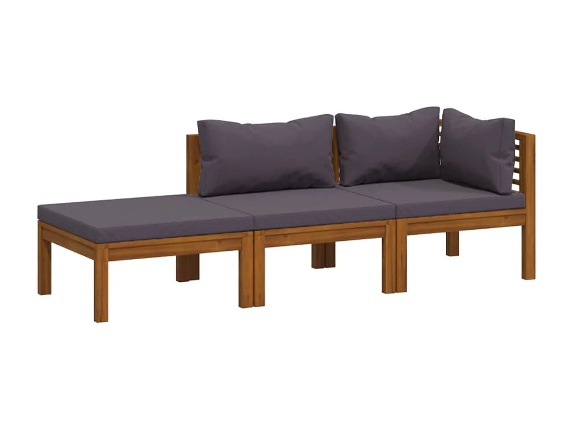 3-tlg. Garten-Sitzgruppe: Sofa + Tisch | Garten-Lounge-Set mit Auflagen Massivholz Akazie -GKD314823