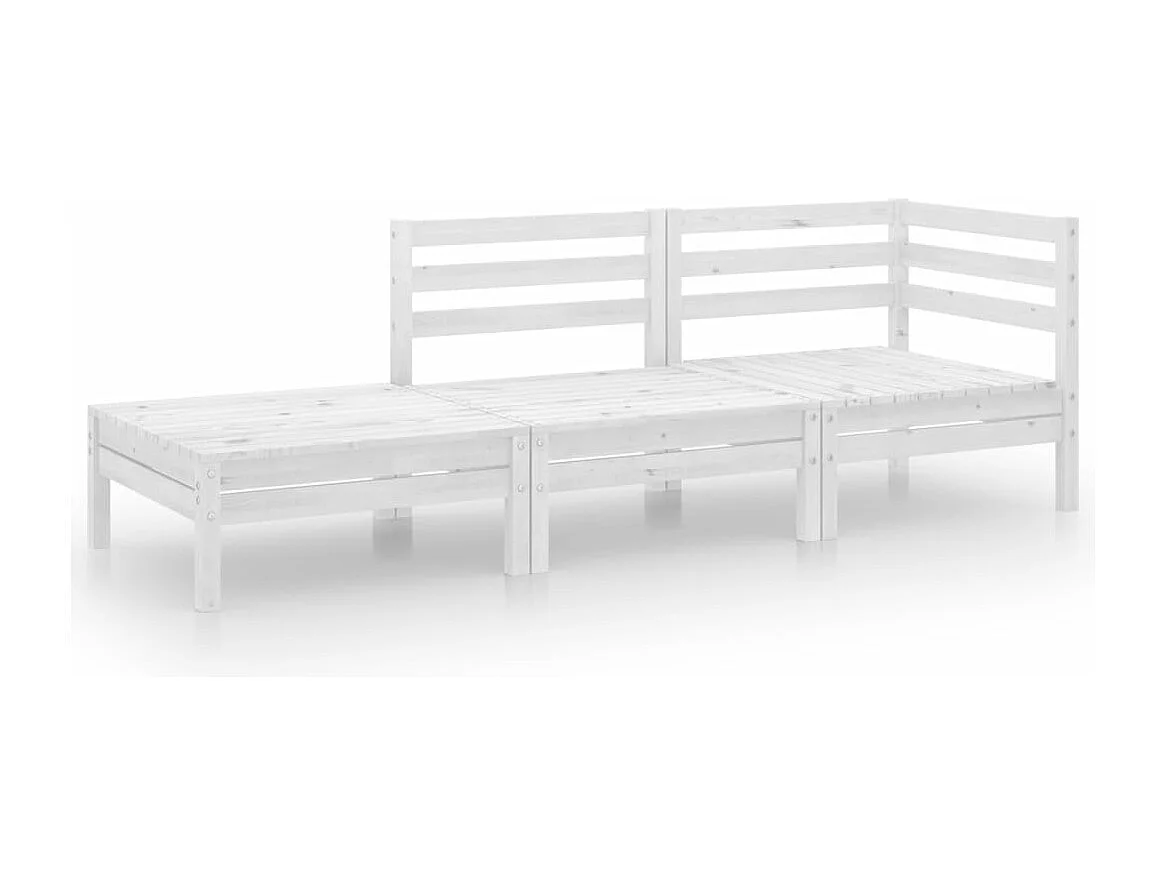 Salon de jardin 3 pcs Blanc Bois de pin massif BE45835