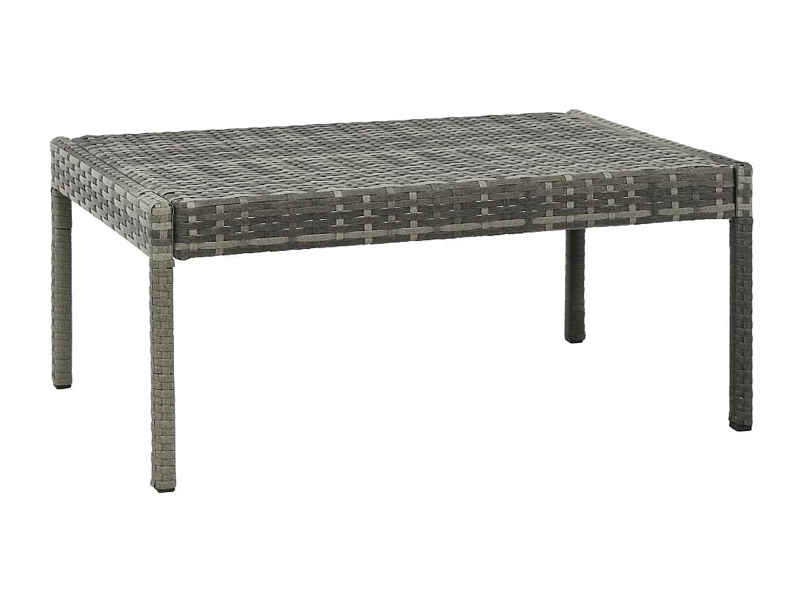 3-tlg. Garten-Sitzgruppe: Sofa + Tisch | Garten-Lounge-Set mit Auflagen Poly Rattan Grau -GKD340485