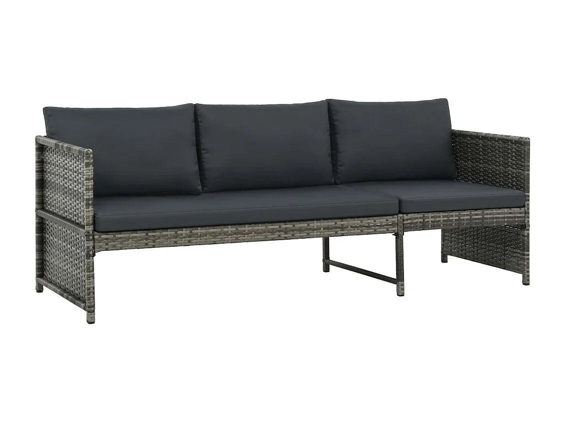 3 pzas Salón de jardín y cojines ratán sintético gris ES63077