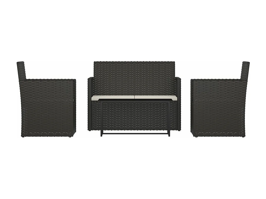 Salon de jardin avec coussins 4 pcs résine tressée noir BE14721