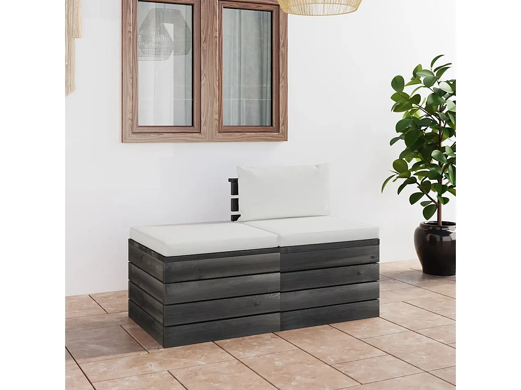 2 pcs conjunto lounge de paletes com almofadões pinho maciço PT605320