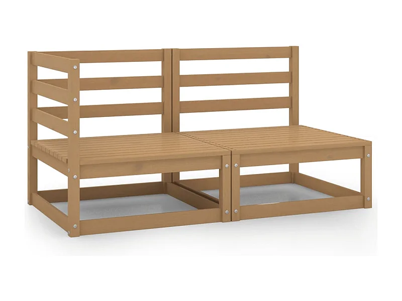 Salon de jardin 2 pcs marron miel bois de pin massif BE68797