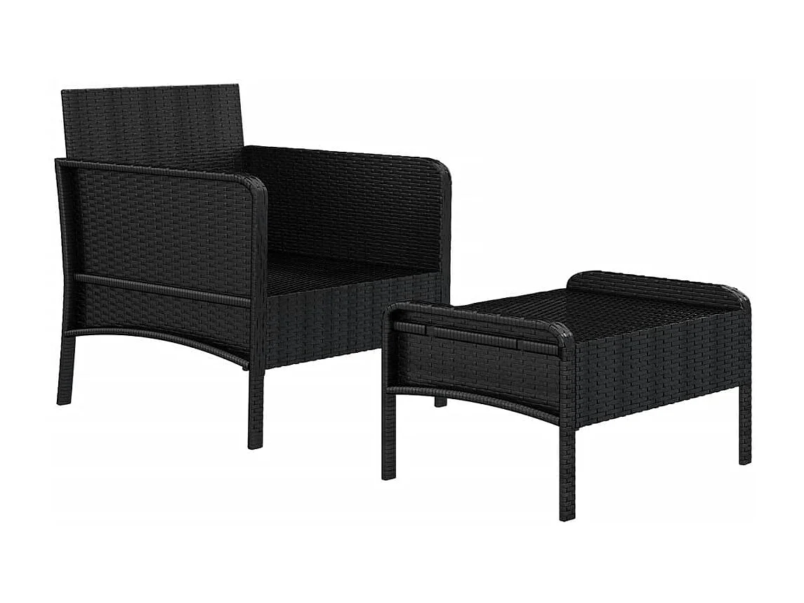 Salon de jardin 2 pcs avec coussins Noir Résine tressée BE37977