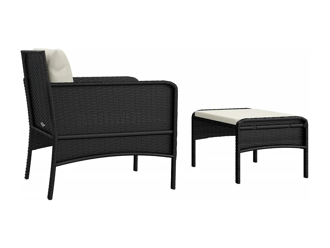 Salon de jardin 2 pcs avec coussins Noir Résine tressée BE37977