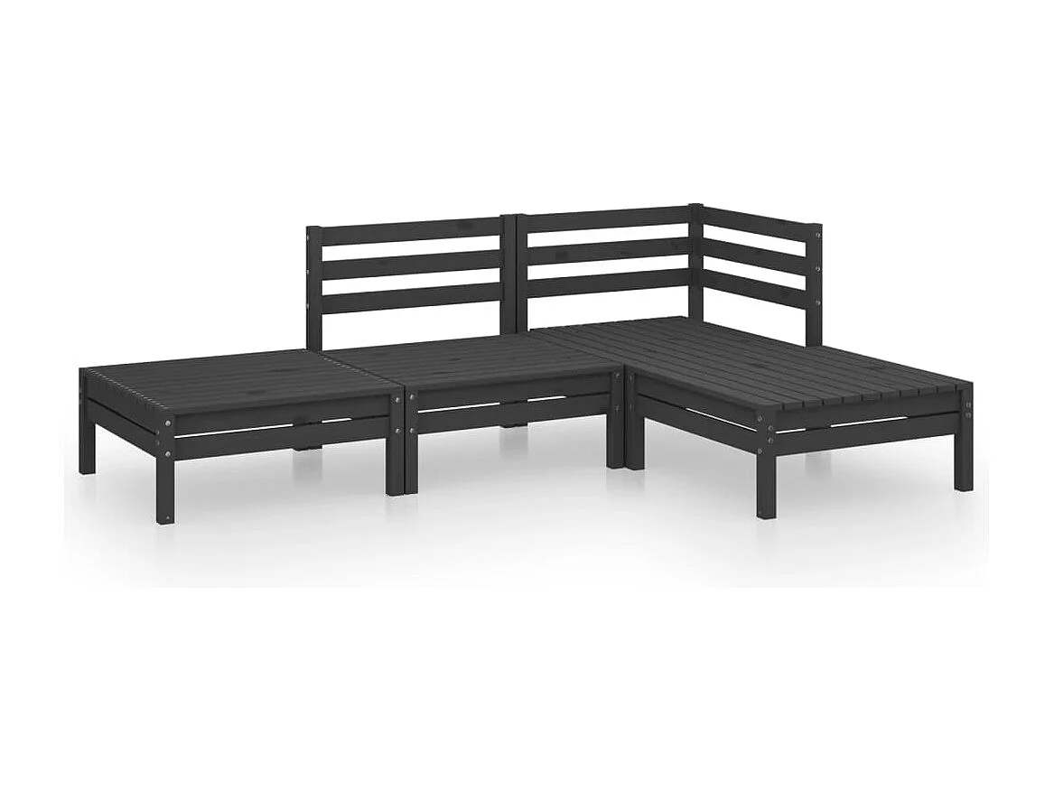 4-delige Loungeset massief grenenhout zwart NL96826