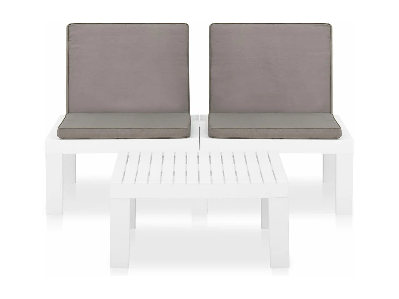Salon de jardin 2 pcs avec coussins Plastique Blanc BE73334