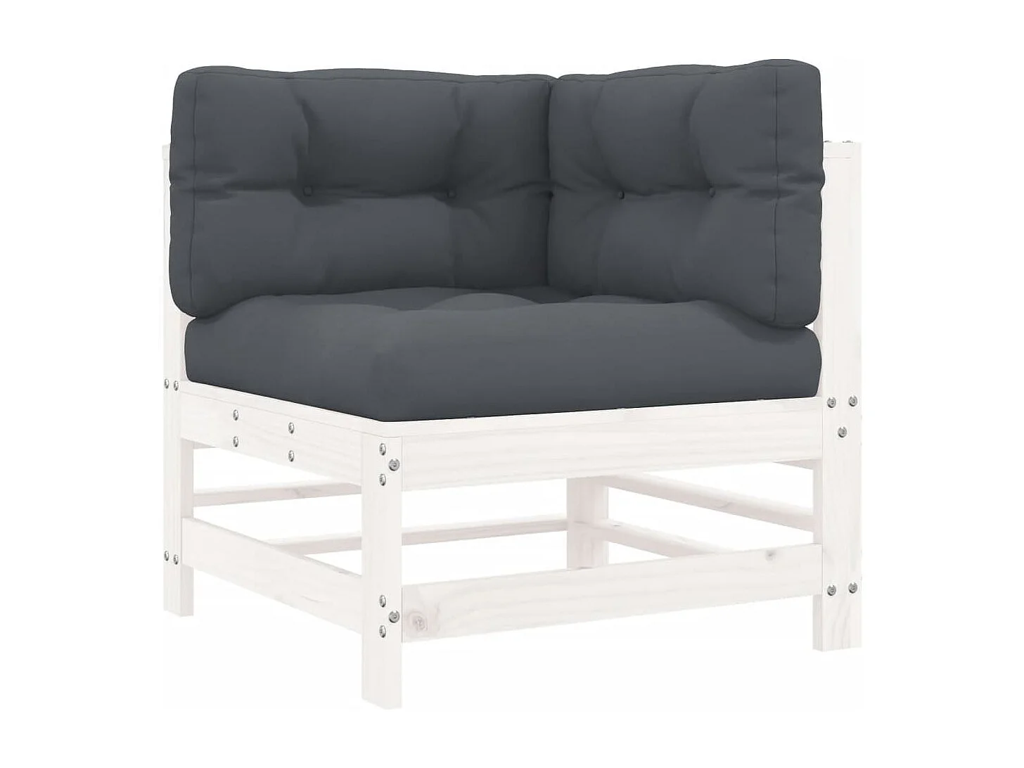 Salon de jardin 3 pcs avec coussins blanc bois massif BE77988