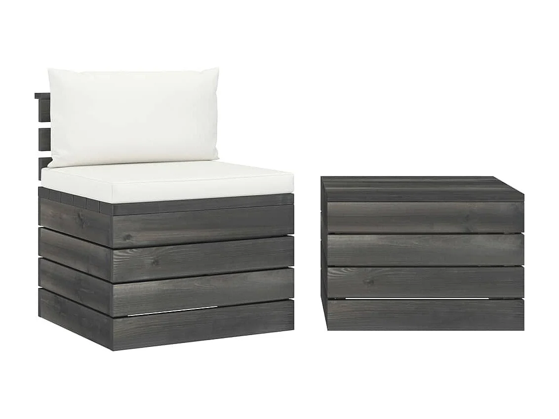 Salon palette de jardin 2 pcs avec coussins Bois de pin massif BE79676