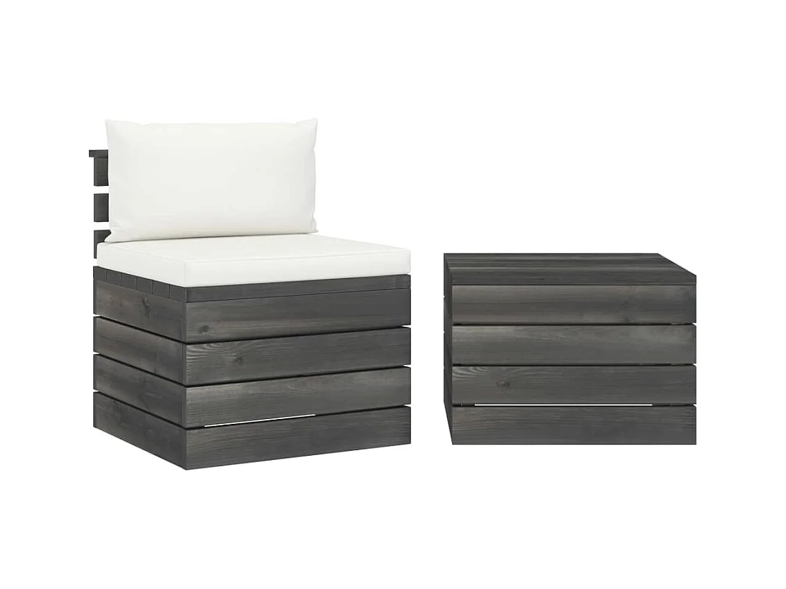 2-delige Loungeset met kussens pallet massief grenenhout NL47978