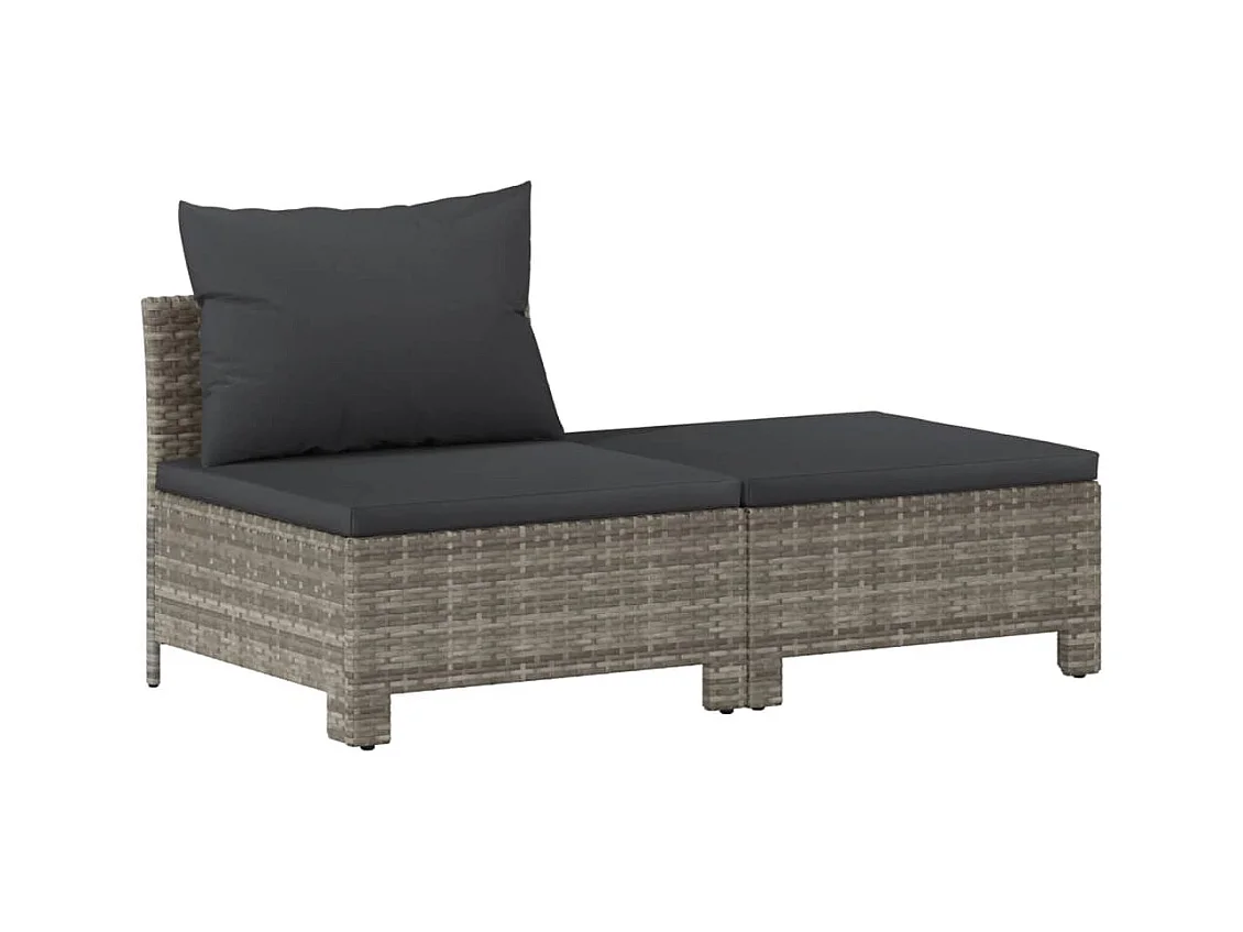 2-tlg. Garten-Sitzgruppe: Sofa + Tisch | Garten-Lounge-Set mit Kissen Grau Poly Rattan -GKD304455