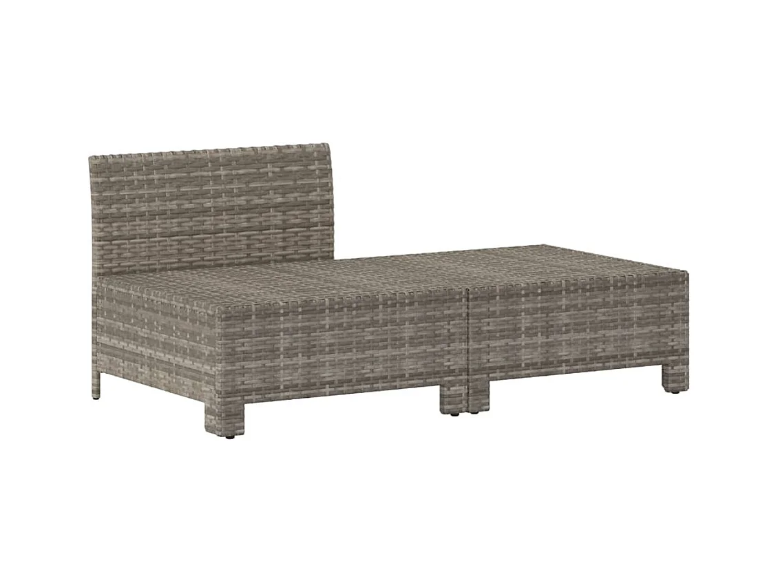 2-tlg. Garten-Sitzgruppe: Sofa + Tisch | Garten-Lounge-Set mit Kissen Grau Poly Rattan -GKD304455