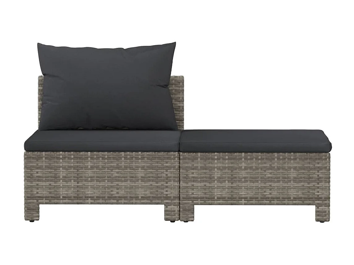 Salon de jardin 2 pcs avec coussins Gris Résine tressée BE41101