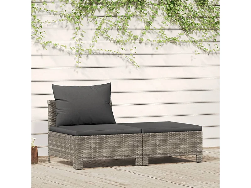 Salon de jardin 2 pcs avec coussins Gris Résine tressée BE41101