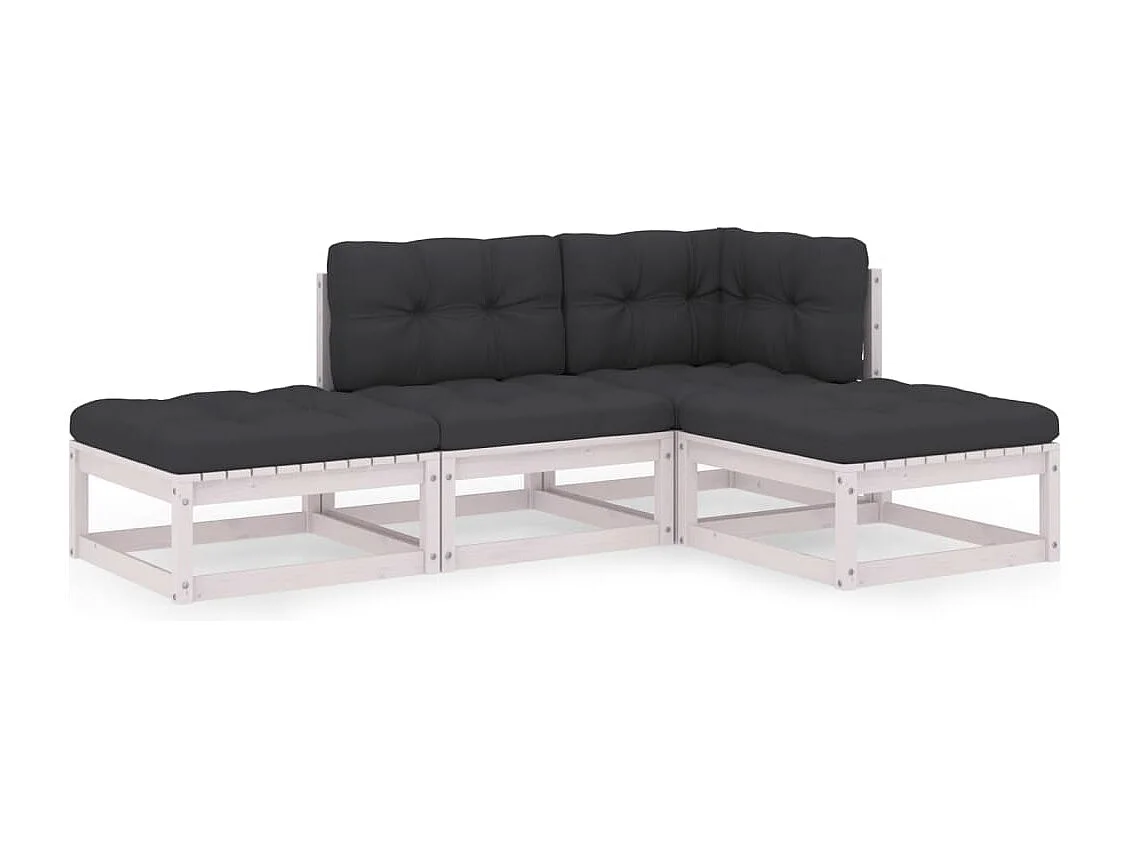 Salon de jardin 4 pcs avec coussins Bois de pin massif BE46472