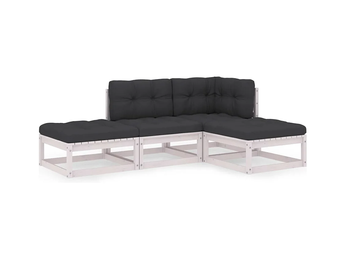 4-tlg. Garten-Sitzgruppe | Garten-Lounge-Set mit Kissen Kiefer Massivholz -GKD986910