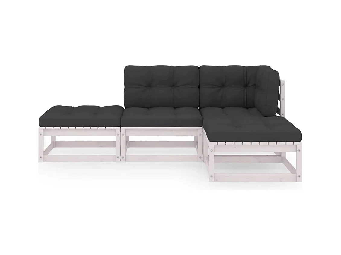 4-tlg. Garten-Sitzgruppe | Garten-Lounge-Set mit Kissen Kiefer Massivholz -GKD986910