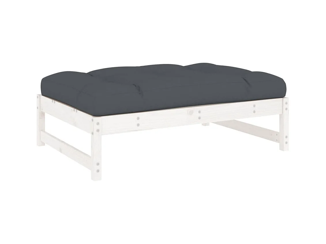 2-tlg. Garten-Sitzgruppe: Sofa + Tisch | Garten-Lounge-Set mit Kissen Weiß Massivholz -GKD617985