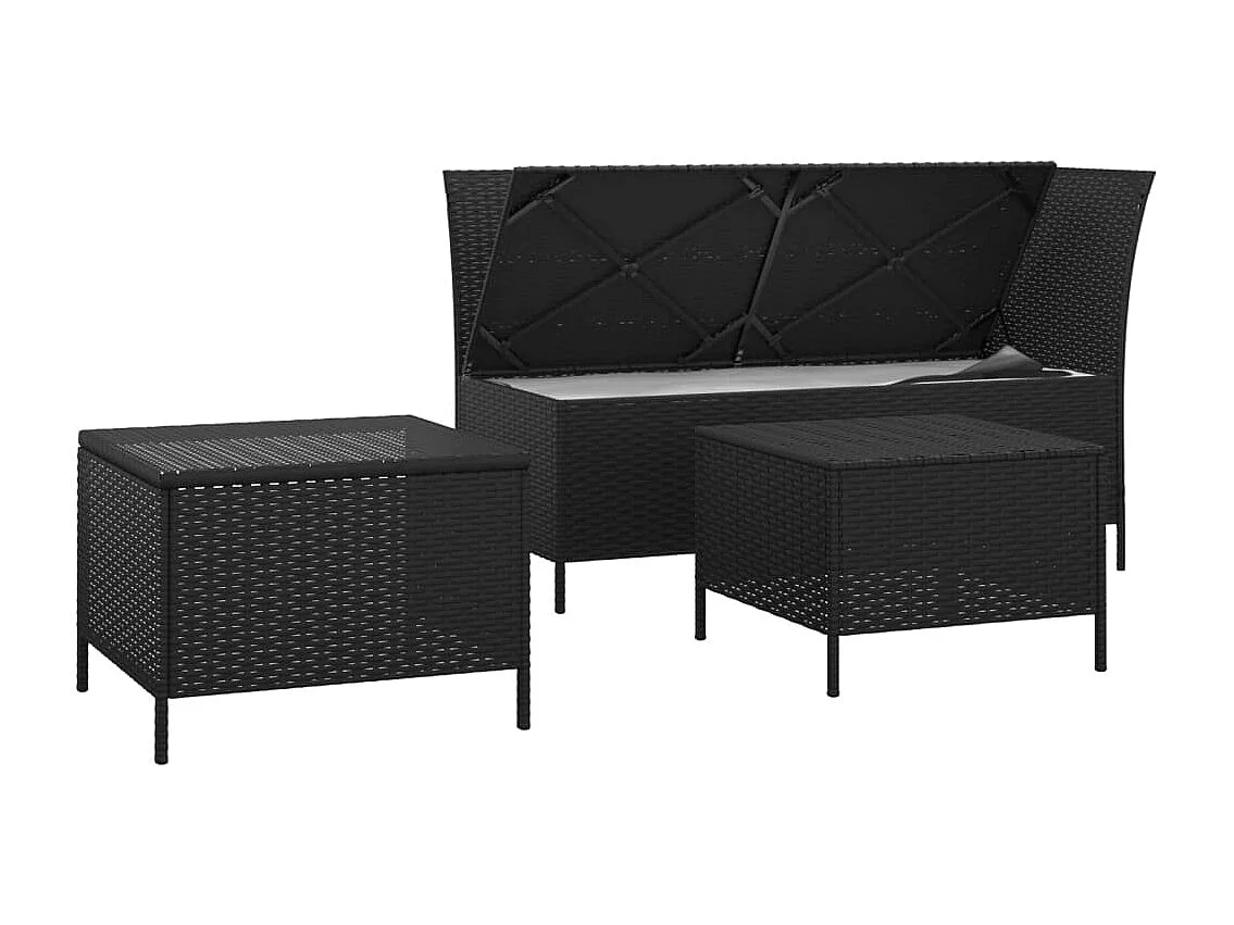 3-delige Loungeset met kussens poly rattan zwart NL52899