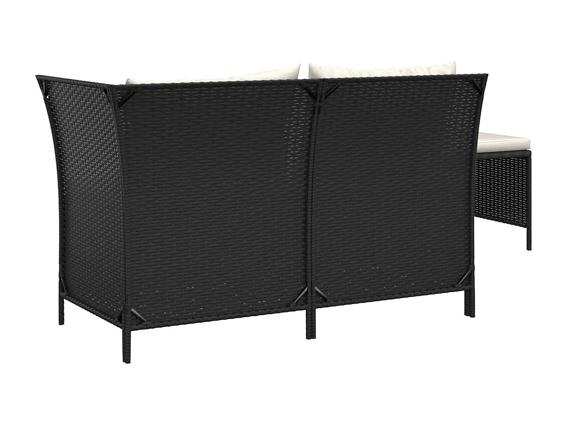 3-delige Loungeset met kussens poly rattan zwart NL52899