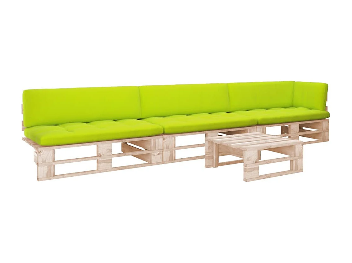 Salon de jardin palette 4pcs avec coussins Bois de pin imprégné BE37267