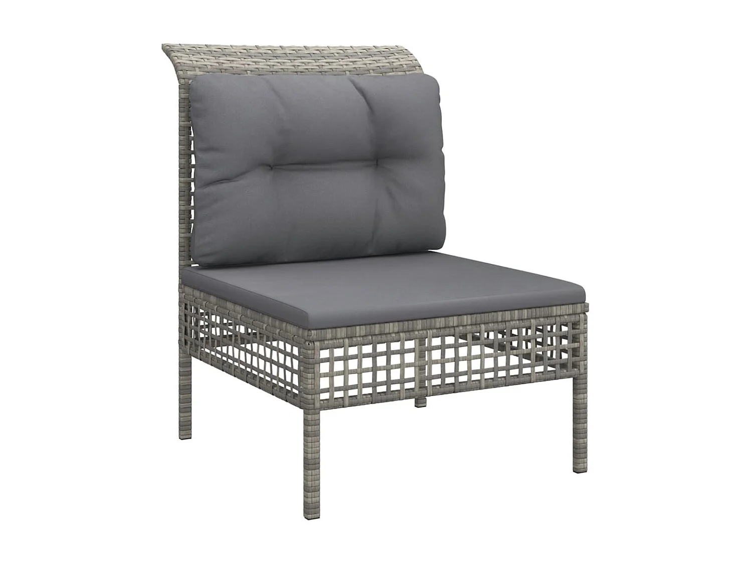 6-tlg. Garten-Sitzgruppe: Sofa + Tisch | Garten-Lounge-Set mit Kissen Grau Poly Rattan -GKD907271