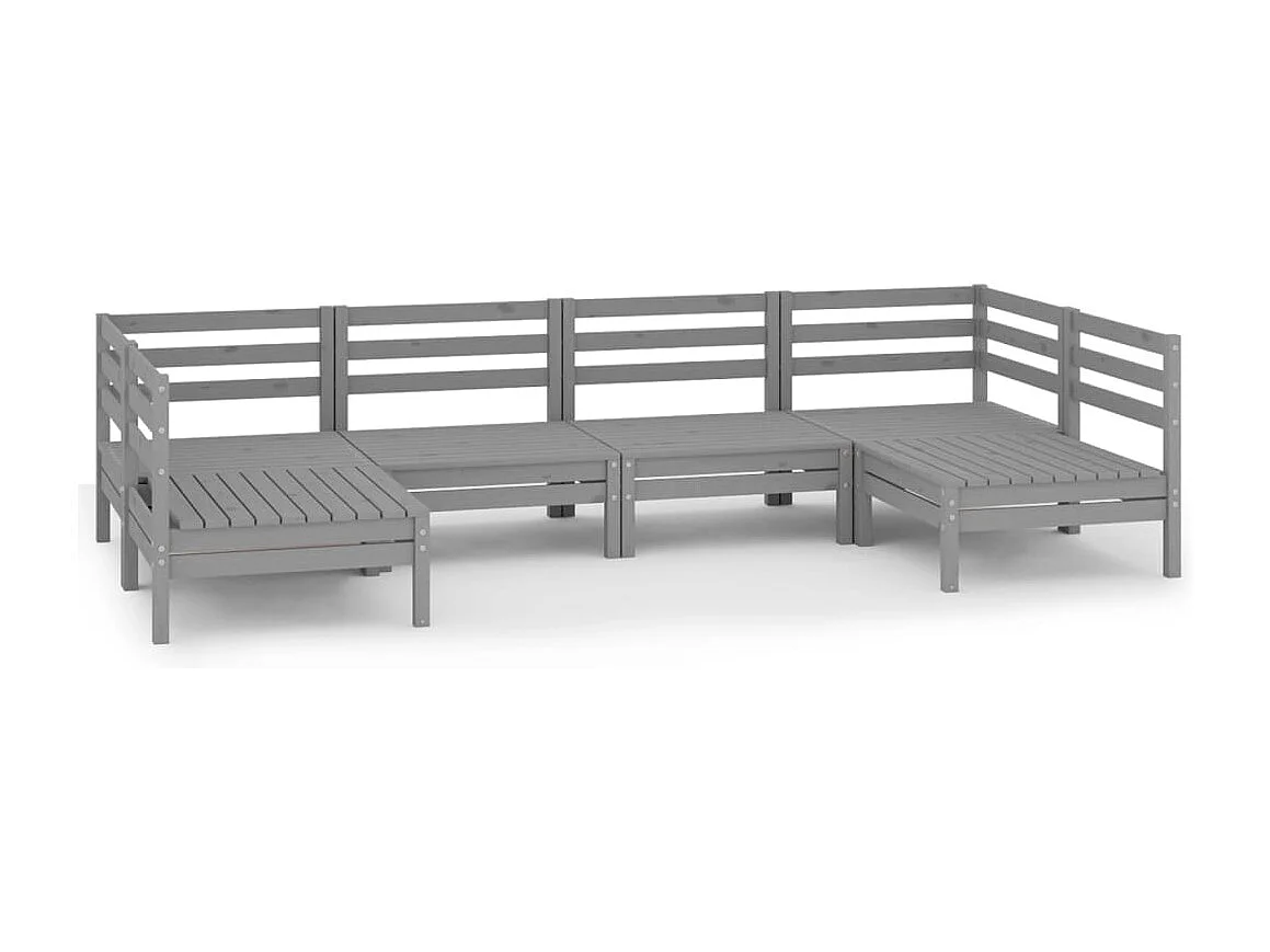 6-tlg. Garten-Sitzgruppe | Garten-Lounge-Set Grau Massivholz Kiefer -GKD641844