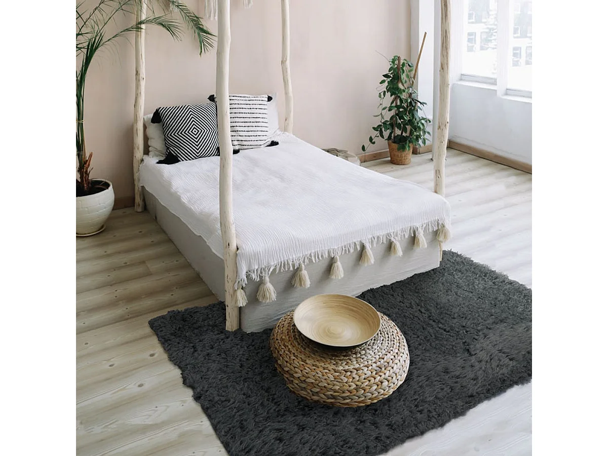 AUTHENTIK - Tapis tout doux fausse fourrure gris foncé 120x170