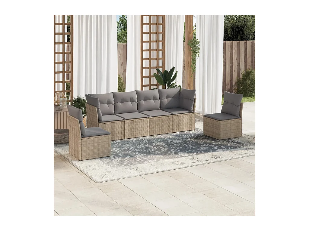 Salon de jardin avec coussins 6 pcs beige résine tressée BE69074