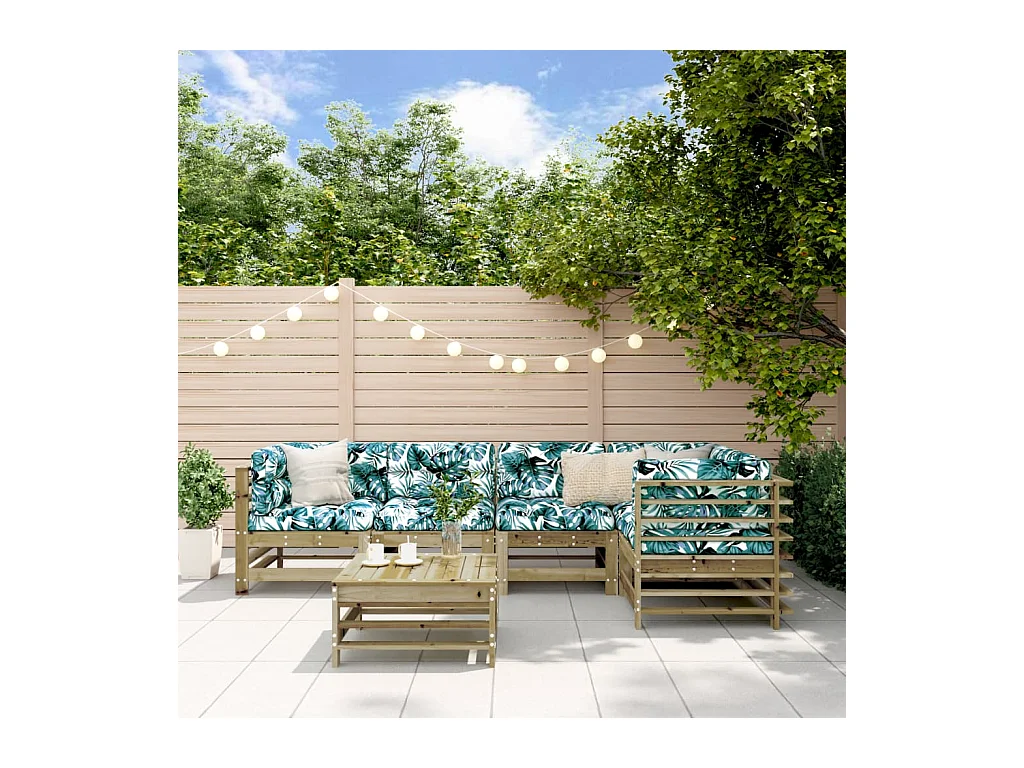 Salon de jardin 6 pcs bois de pin imprégné BE43396