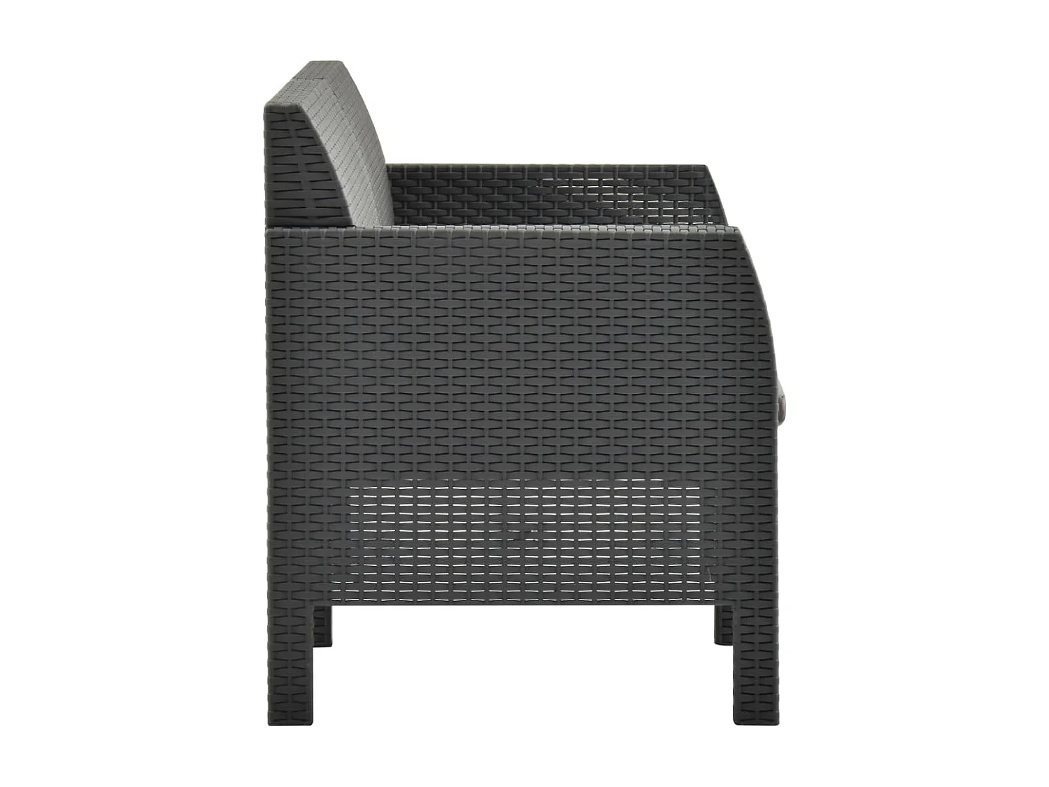 Salon de jardin 3 pcs avec coussins PP Rotin Anthracite BE11922