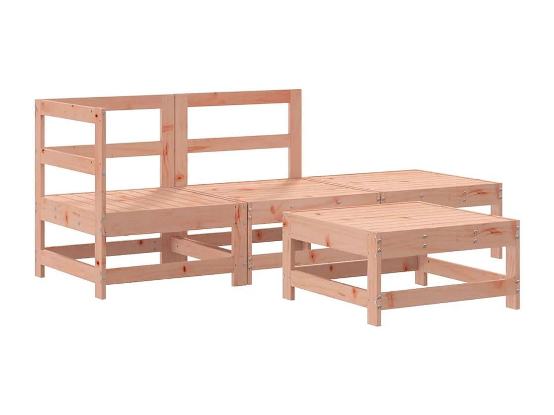 4-tlg. Garten-Sitzgruppe: Sofa + Tisch | Garten-Lounge-Set mit Kissen Massivholz Douglasie -GKD193783