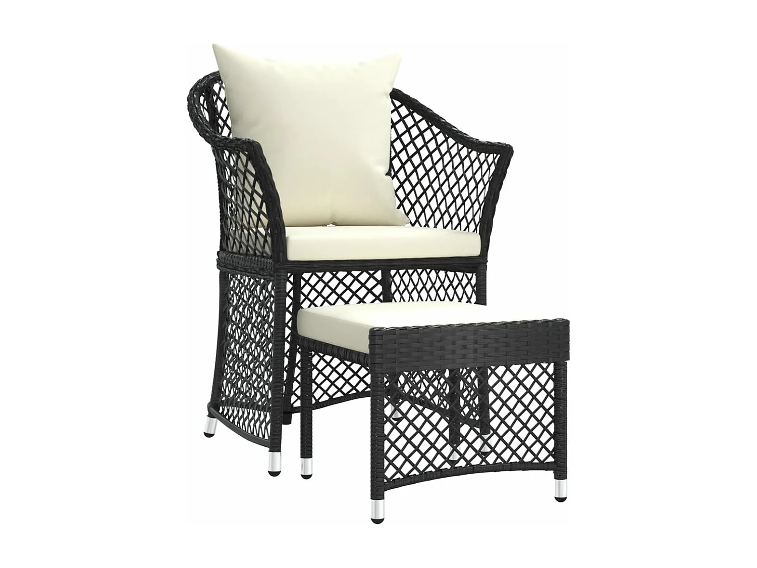 Salon de jardin 2 pcs avec coussins Noir Résine tressée BE72840