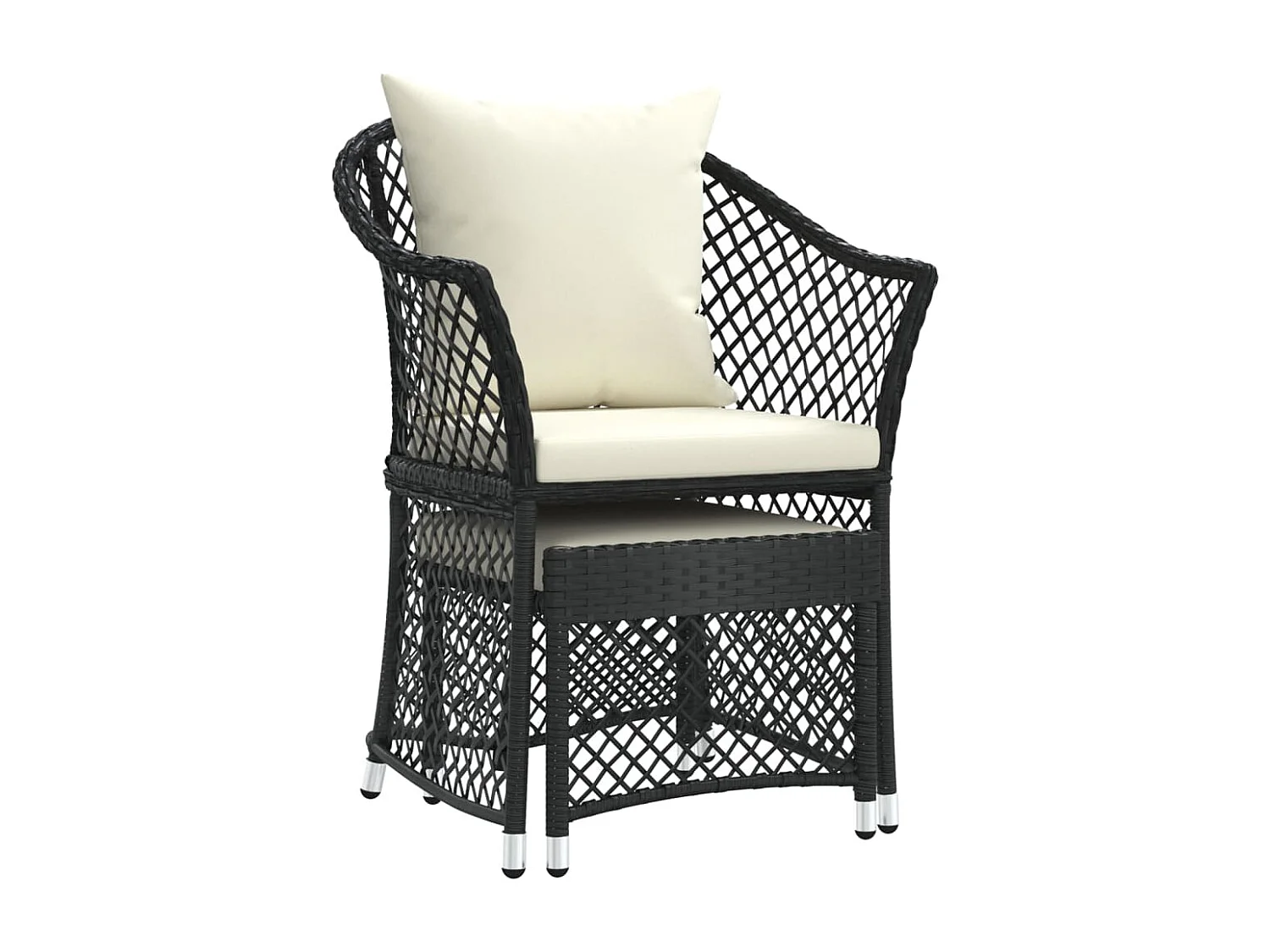 Salon de jardin 2 pcs avec coussins Noir Résine tressée BE72840
