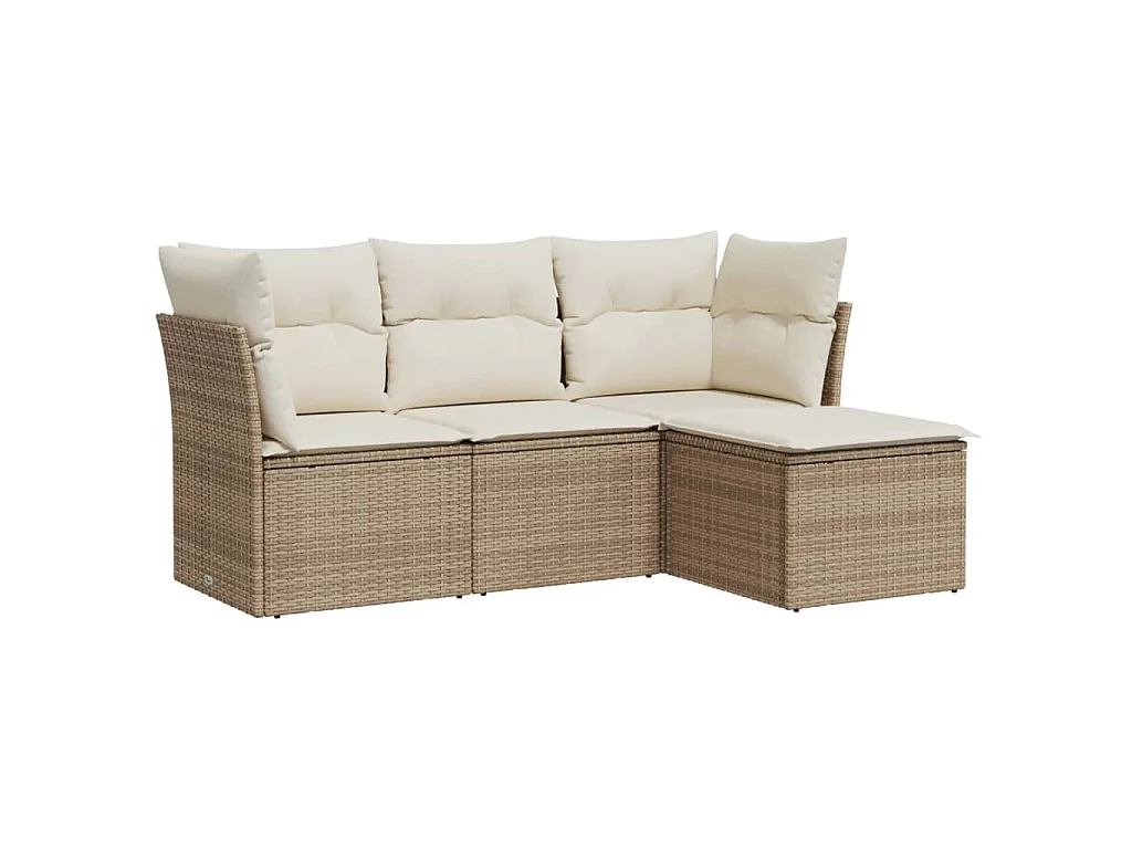 4-delige Loungeset met kussens poly rattan beige NL80276