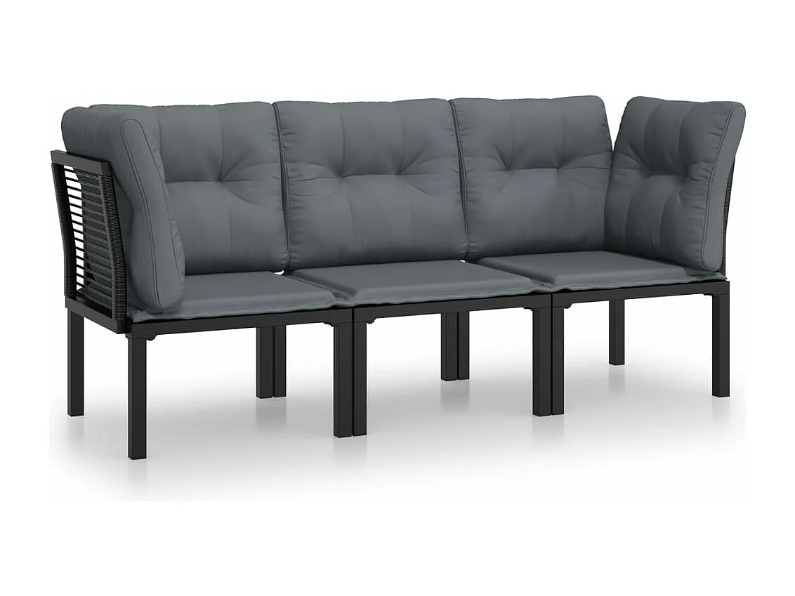 Salon de jardin 3 pcs noir et gris résine tressée BE45737