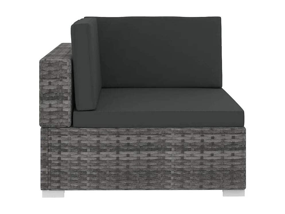 Salon de jardin 3 pcs avec coussins Résine tressée Gris BE13591