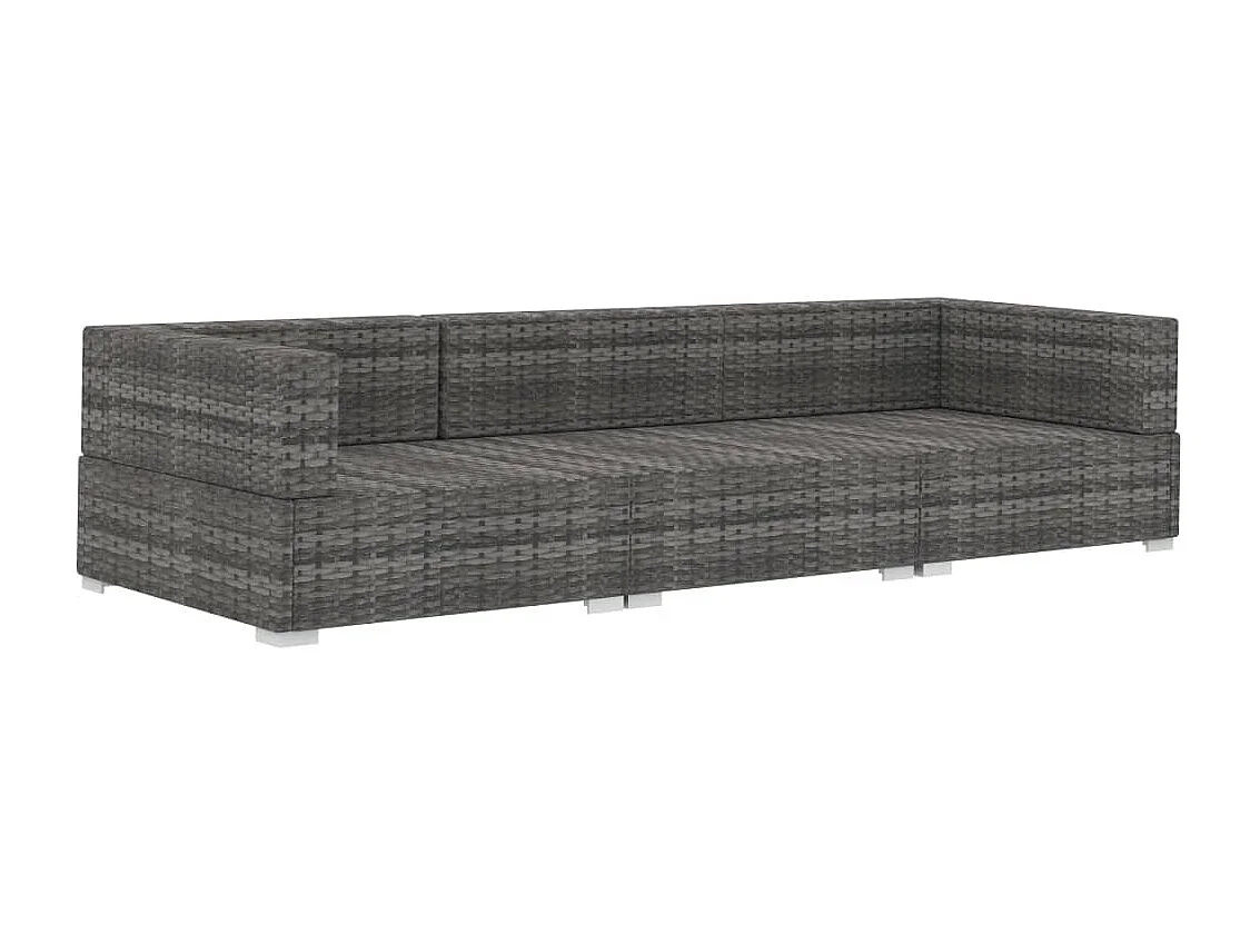 Salon de jardin 3 pcs avec coussins Résine tressée Gris BE13591