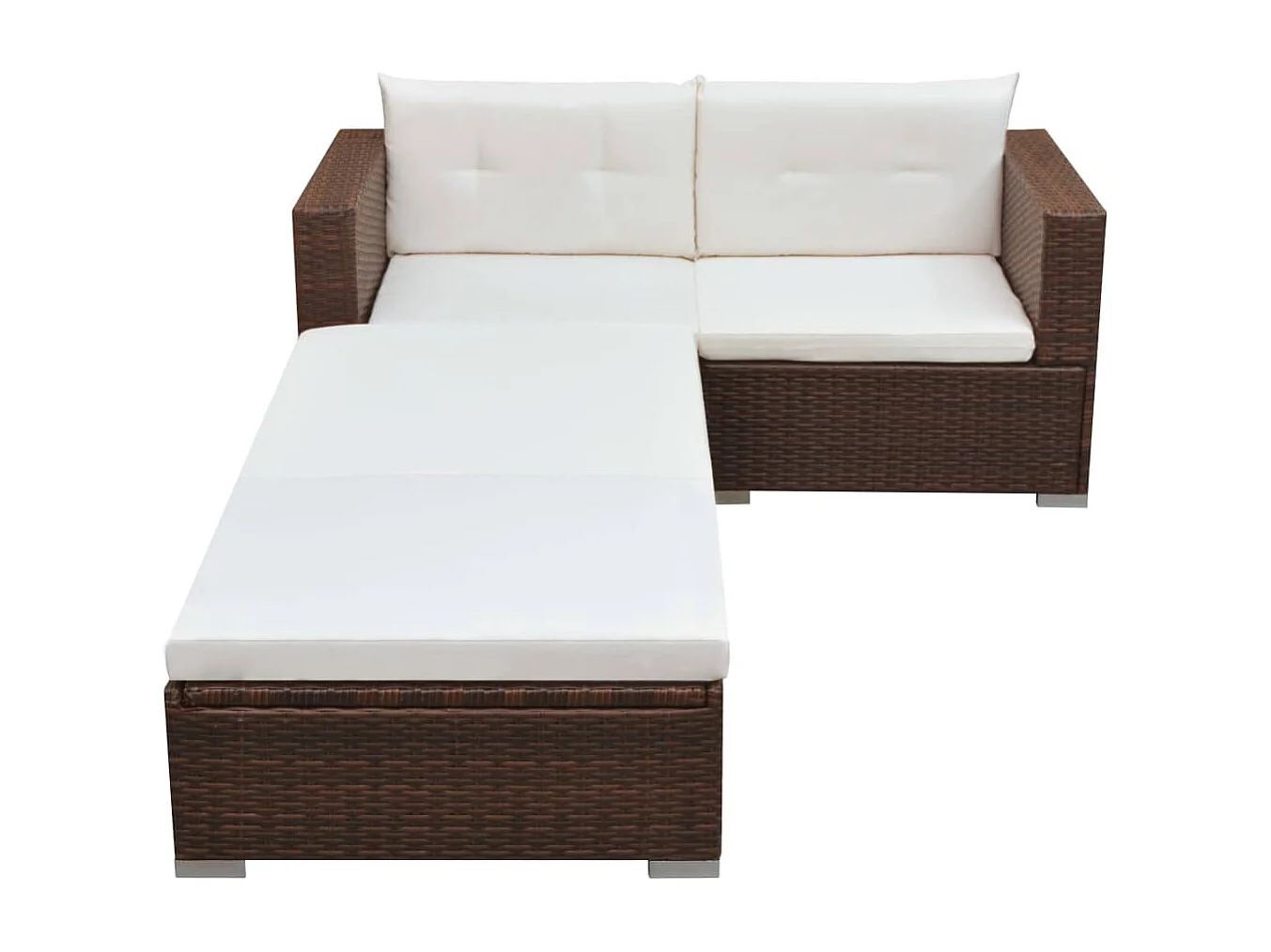 Salon de jardin 3 pcs avec coussins Résine tressée Marron BE70906