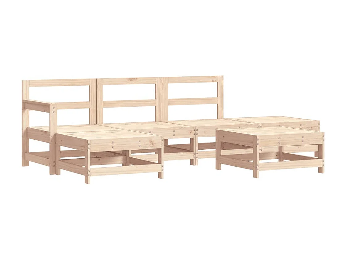 6 pcs conjunto lounge de jardim pinho maciço PT50289