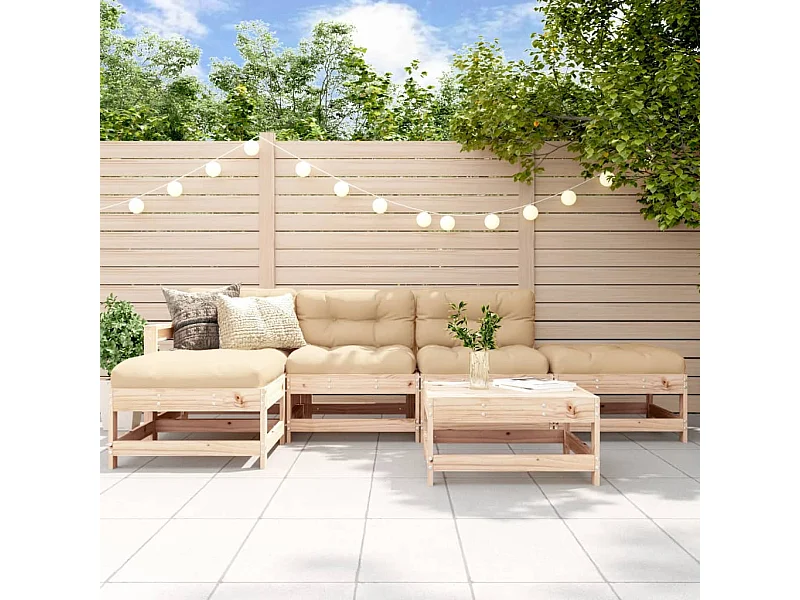 6 pcs conjunto lounge de jardim pinho maciço PT50289