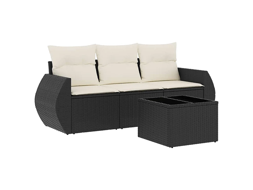4-delige Loungeset met kussens poly rattan zwart NL56990