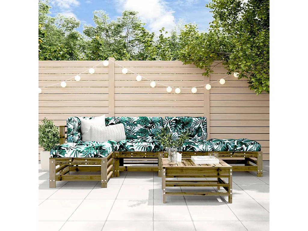 Salon de jardin 6 pcs bois de pin imprégné BE49217