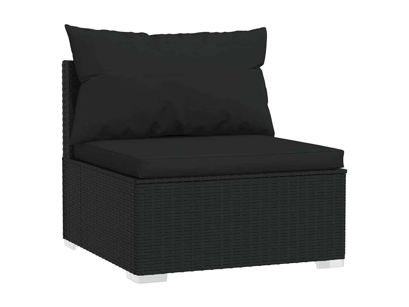 4 pcs conjunto lounge de jardim c/ almofadões vime PE preto PT70409