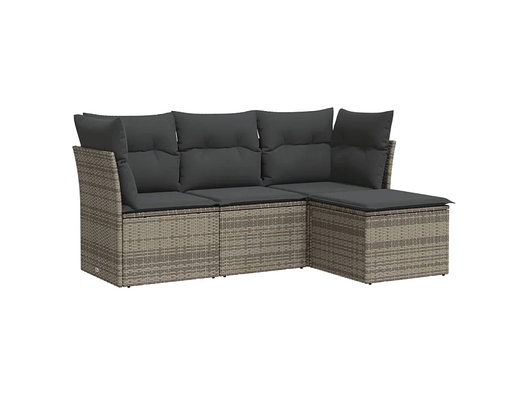 4-delige Loungeset met kussens poly rattan grijs NL97231