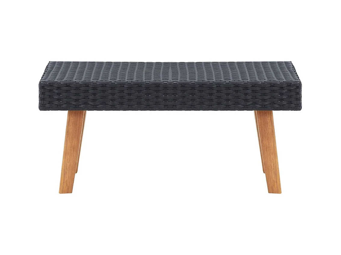 2-tlg. Garten-Sitzgruppe: Sofa + Tisch | Garten-Lounge-Set mit Kissen Poly Rattan Schwarz -GKD894012
