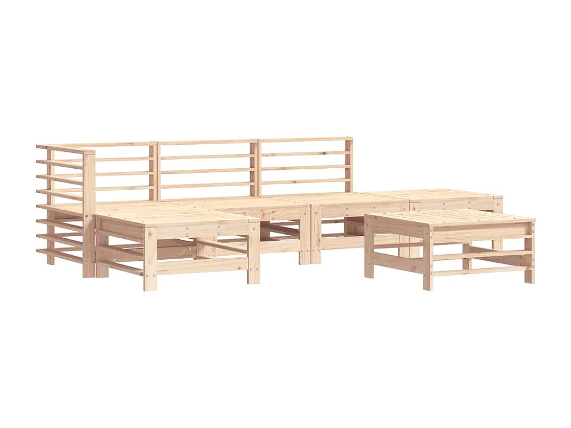 6-tlg. Garten-Sitzgruppe: Sofa + Tisch | Garten-Lounge-Set Massivholz Kiefer -GKD956148